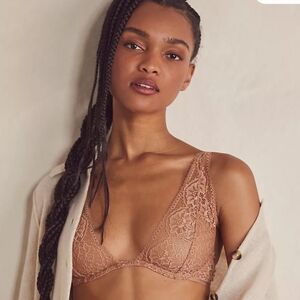 Intimately Free People Hyper Plunge Underwire Bra Coral Sand Size S
